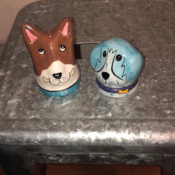 Other - A set of hand painted dog salt and pepper shakers